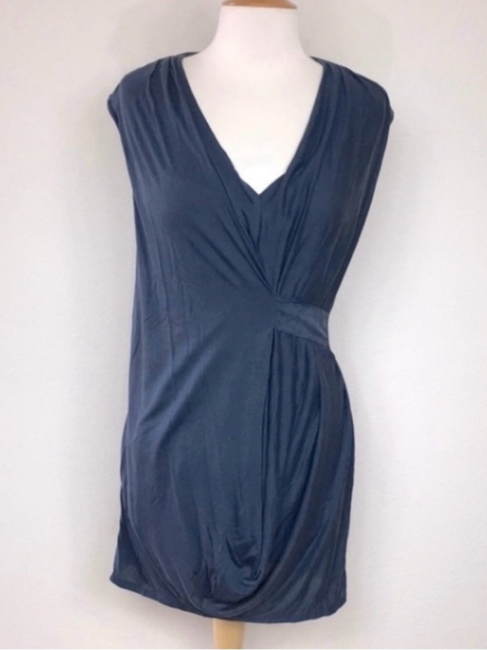 Anthropologie HD In Paris Womens Cerulean Gray Drappy Cap Sleeve Mini Dress XSP
